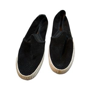 Frye perforated 9.5M slip on sneakers shoes black leather suede comfort neutral